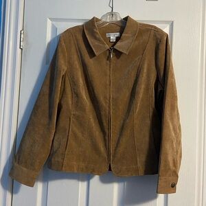 Christopher & Banks Women’s Tan Corduroy Zip Up Long Sleeve Blazer Jacket Size L
